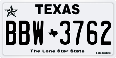 TX license plate BBW3762