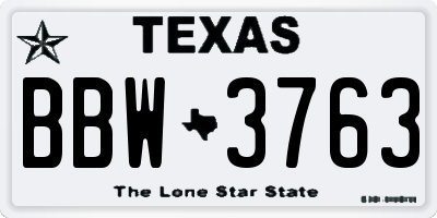 TX license plate BBW3763