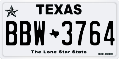 TX license plate BBW3764