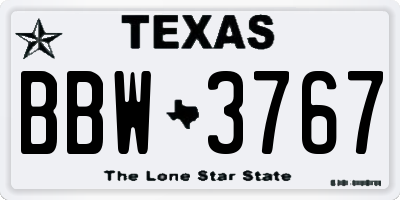 TX license plate BBW3767