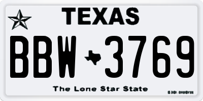 TX license plate BBW3769