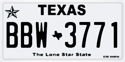 TX license plate BBW3771