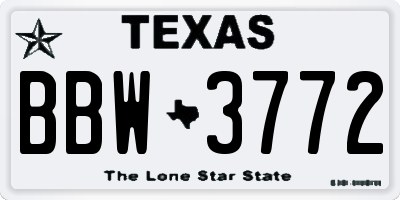 TX license plate BBW3772