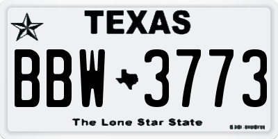 TX license plate BBW3773
