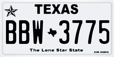TX license plate BBW3775