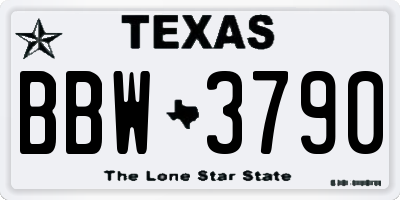 TX license plate BBW3790