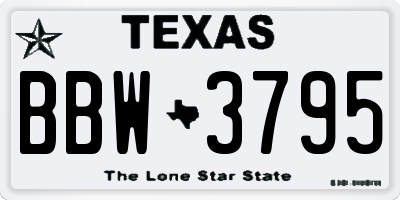 TX license plate BBW3795