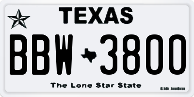 TX license plate BBW3800