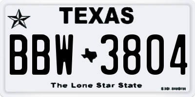 TX license plate BBW3804