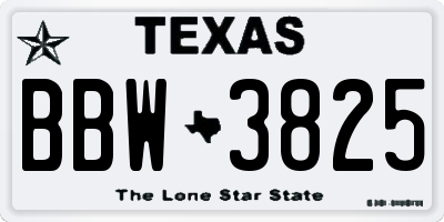 TX license plate BBW3825