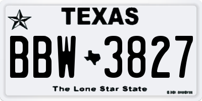 TX license plate BBW3827