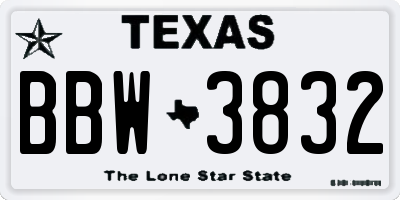 TX license plate BBW3832