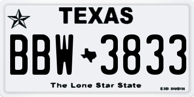 TX license plate BBW3833