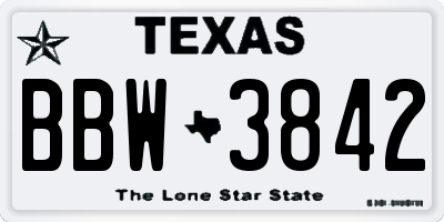 TX license plate BBW3842