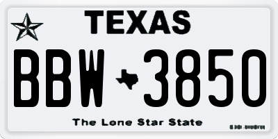 TX license plate BBW3850