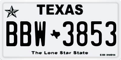 TX license plate BBW3853