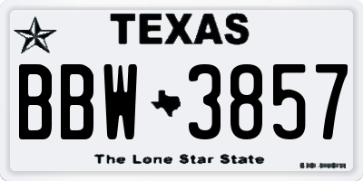 TX license plate BBW3857