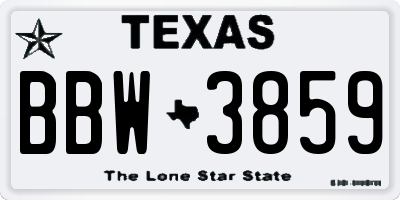 TX license plate BBW3859