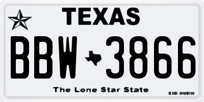 TX license plate BBW3866