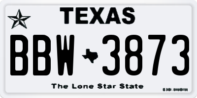 TX license plate BBW3873