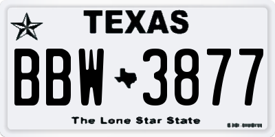 TX license plate BBW3877