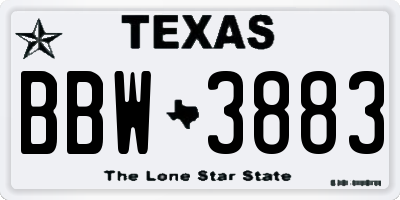 TX license plate BBW3883