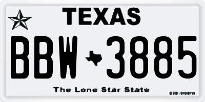 TX license plate BBW3885