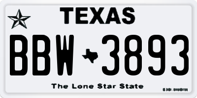 TX license plate BBW3893