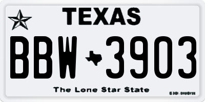 TX license plate BBW3903