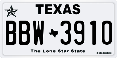 TX license plate BBW3910