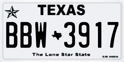 TX license plate BBW3917