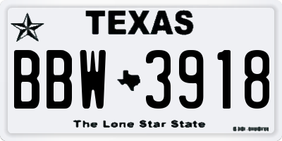 TX license plate BBW3918