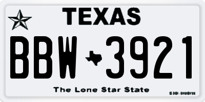 TX license plate BBW3921
