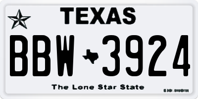TX license plate BBW3924