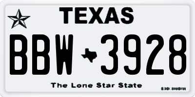TX license plate BBW3928