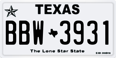 TX license plate BBW3931