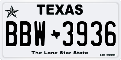 TX license plate BBW3936