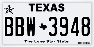 TX license plate BBW3948