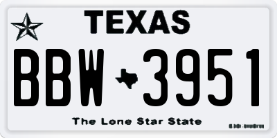 TX license plate BBW3951