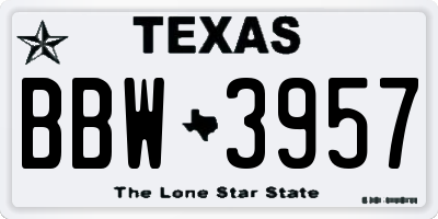 TX license plate BBW3957