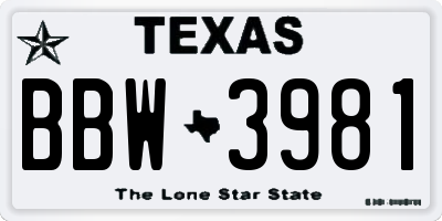 TX license plate BBW3981