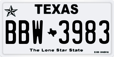 TX license plate BBW3983