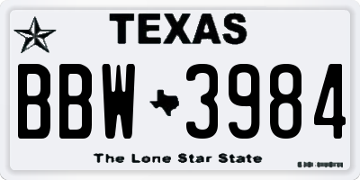TX license plate BBW3984