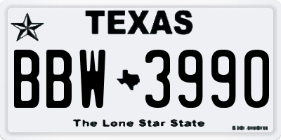 TX license plate BBW3990