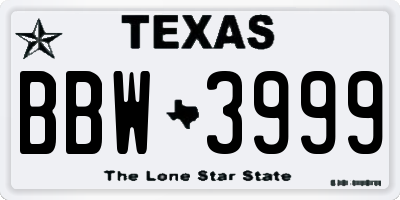TX license plate BBW3999