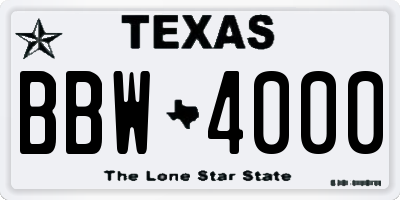 TX license plate BBW4000