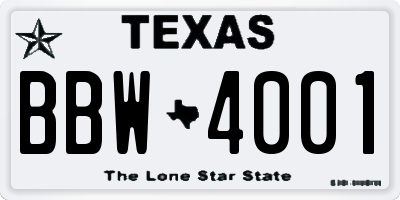 TX license plate BBW4001