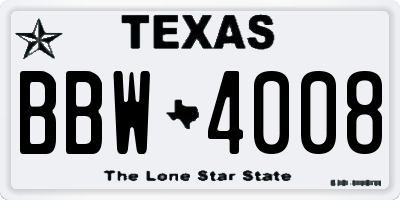 TX license plate BBW4008