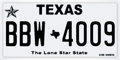TX license plate BBW4009