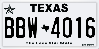 TX license plate BBW4016
